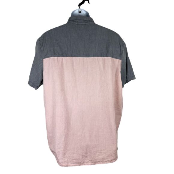 Vans Button Up Shirt Men Large Grey Peach Short Sleeve Casual Top Off The Wall - Picture 2 of 13